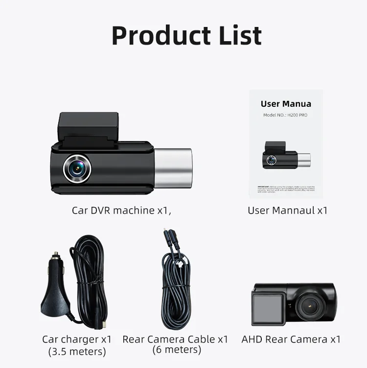 Dash Cam 3 Channels 1080p Drive Recorder Dash Cam 1944P GPS Black Box F1.5 with 3.0 Inches IPS LCD Type-C Power Port for Agent factory