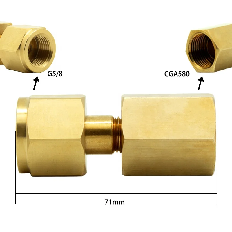 Tsinghwang 2-Pack Brass CGA-320 To CGA-580 Tank Adapter - Welding Gas Regulator Converter For CO2 & Argon - Compatible With Miller Welders