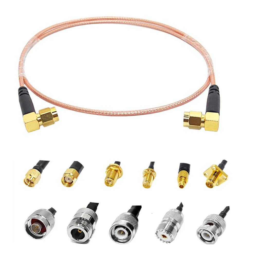 High Performance RP SMA/ SMA Male/Female Right Angle to SMA Male Right Angle RG142 Antenna Extension Cable
