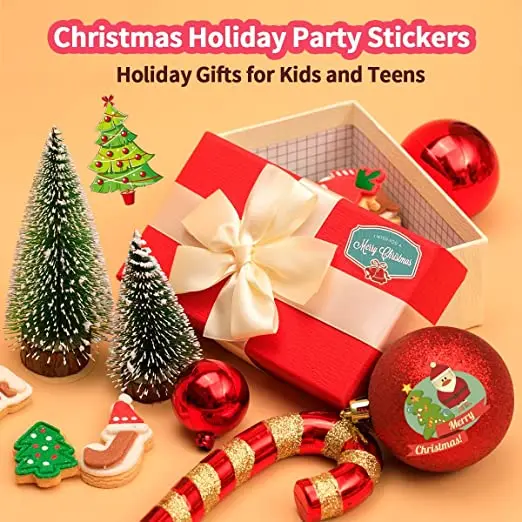 Рождественские наклейки для детей с Санта-Клаусом снежинками рождественские украшения конвертов подарки бирки