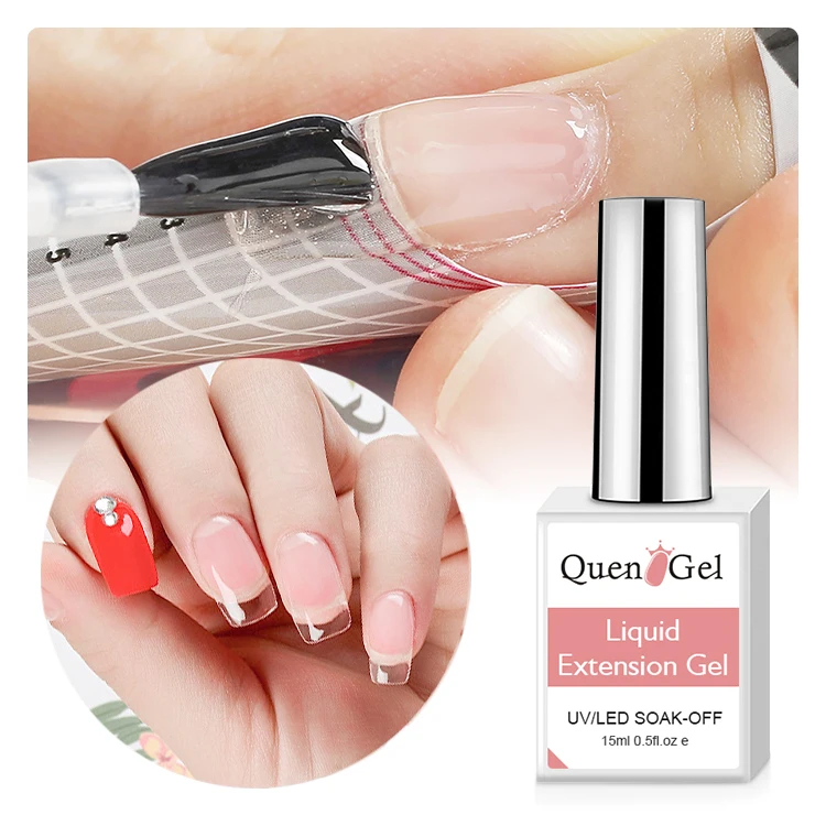 Wholesale Customized Logo Nail Extensions Fast Liquid Brush on Poly Gel UV LED Brushable Soak Off for Nails With 15ml Bottle