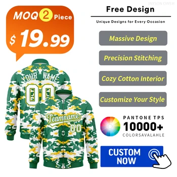 High Quality Wholesale Custom LOGO Camouflage Glossy Zipper Sports Oversized School Team Bomber Jacket