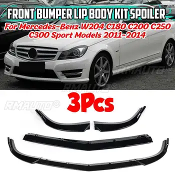 For Mercedes Benz C CLASS W204 C180 C200 C220 C250 C300 2011-2014 Car Front Bumper Splitter Lip Spoiler Body Kit Diffuser