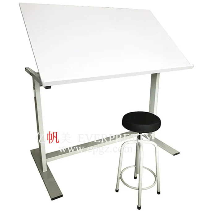 Factory Price Height Adjustable Drawing Board Table Students Wood Tabletop Drafting Table