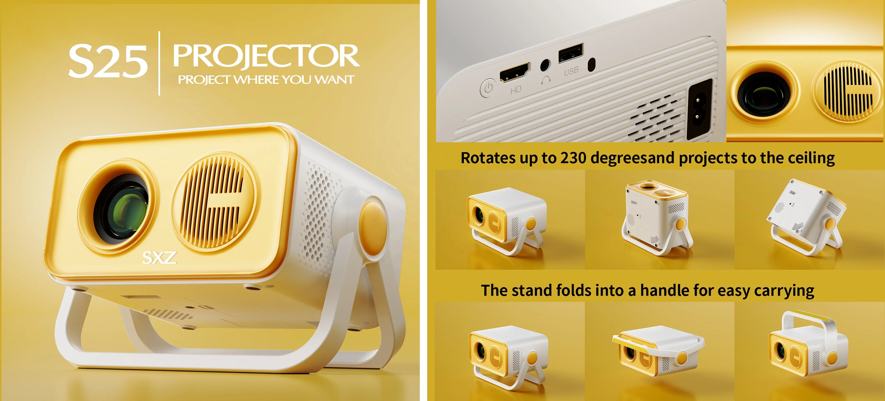 2025 Built-in-Apps] PURSHE Smart Mini Projector with WIFI and Bluetooth, Full HD 1080P 4K Supported Portable Outdoor Movie Projector with Zoom, Home Cinema for Game/Phone/HDMI Devices (APP Version