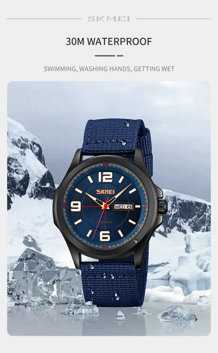 Мужские кварцевые часы с нейлоновым ремешком, 9315