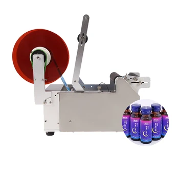 Desktop Round Bottles Semi-auto Labeling Machines Round Plastic Bottle Can Self-Adhesive Stainless Steel Shell Label Machine