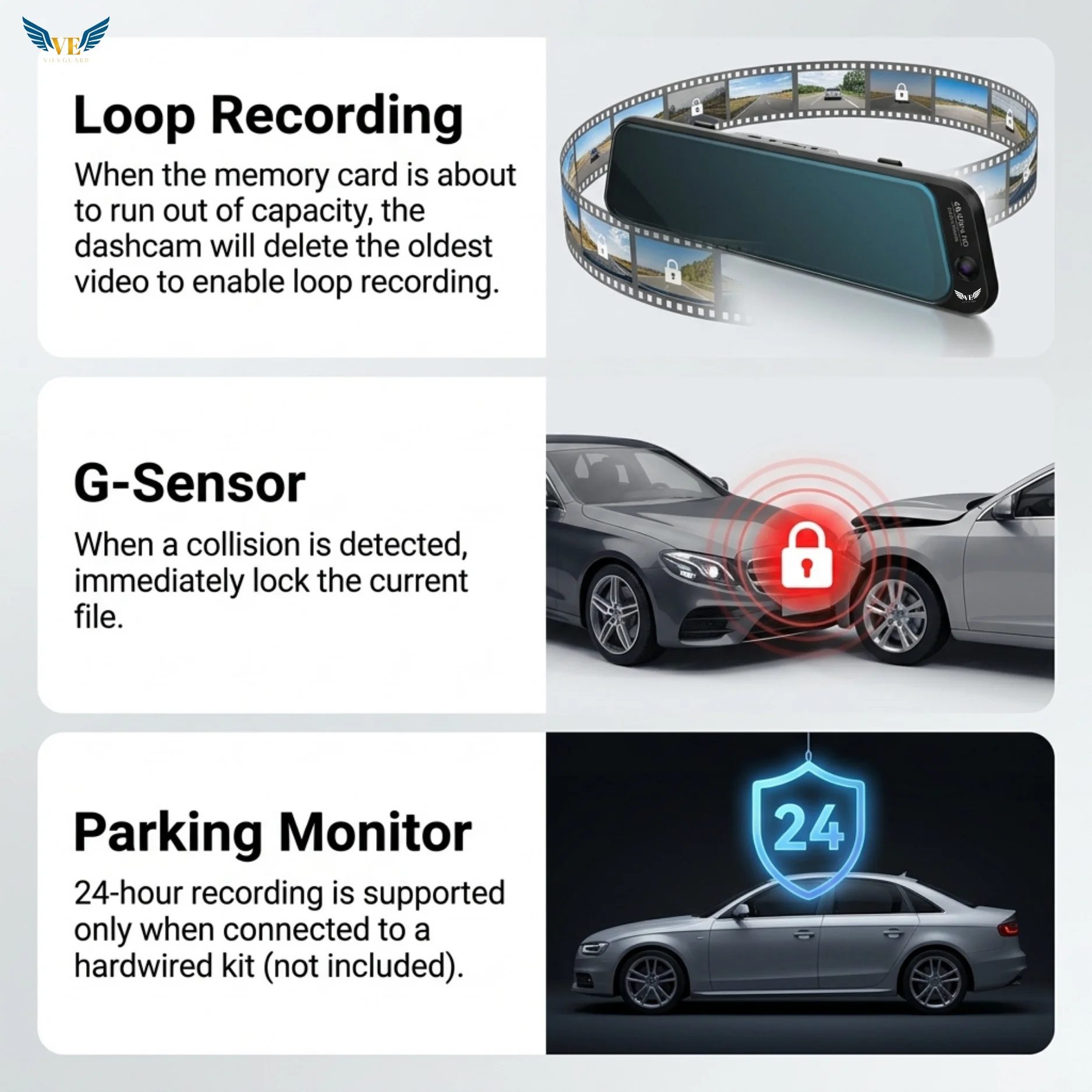3 Channels 4K+1080P+1080P Three Lens 4K Dash Cam 170° Fisheyes Dash Cam WiFi ADAS Mirror Dash Cam Touch Screen Car Black Box