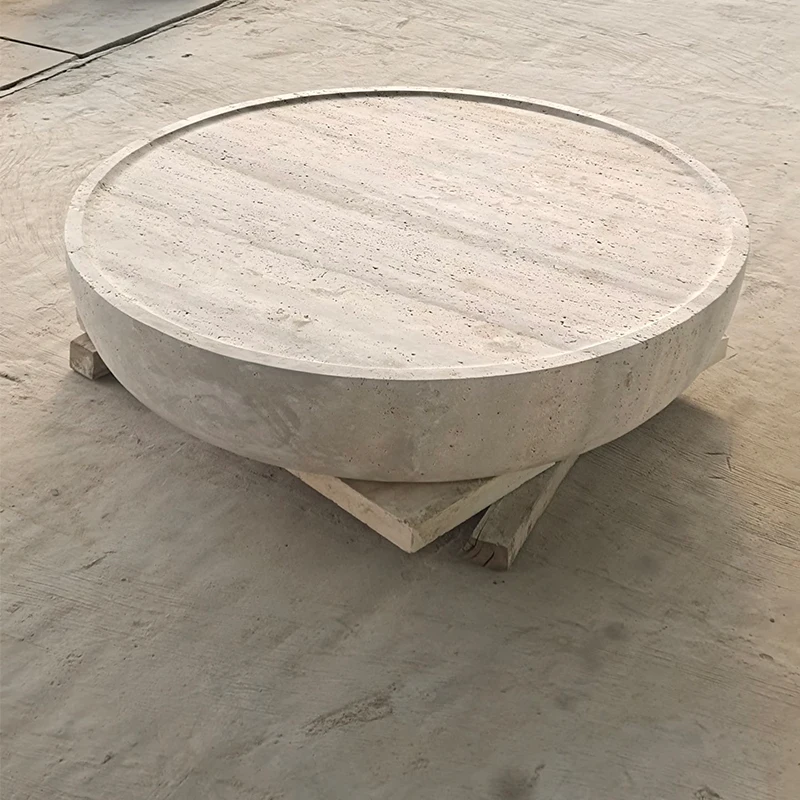 product modern  nature stone myra beige travertine minimalist coffee table for living room and dining area-2