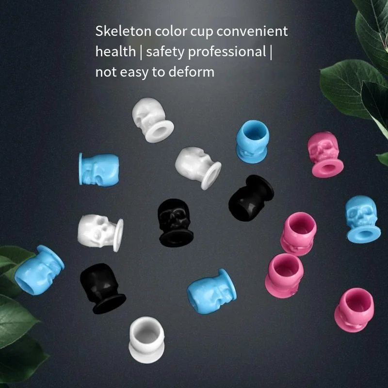 Wholesale Skull Tattoo Ink Cups With Base 200pcs Mixed For Permanent