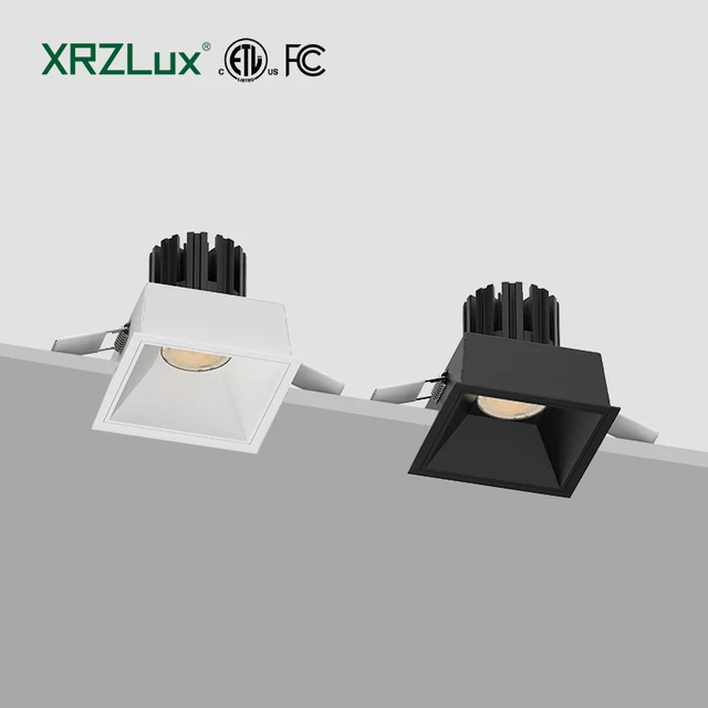XRZLux Square LED Downlight IP65 Waterproof Recessed Ceiling Spotlight 15W Anti Glare ETL COB Downlight For Bathroom Balcony