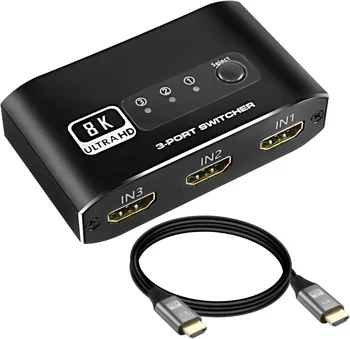 SY  3 in 1 out 3 ports 3x1 hdcp 8k dolby HDMI Switcher Splitter Support 4K @ 120Hz 8K @ 60Hz 8k HDMI 2.1 Switch for nintendo