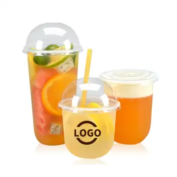 Manufacturers Direct Selling Yoghurt Milktea Boba 22oz PET U Shape Round Bottom Plastic Cups