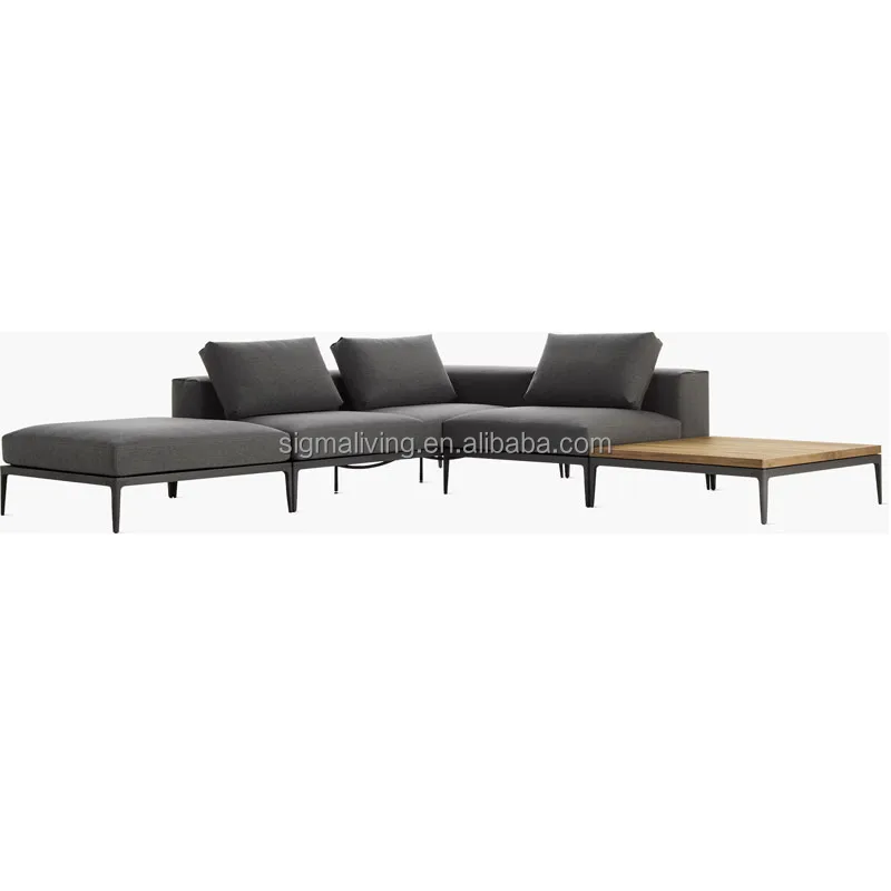 Outdoor patio modular sofa set furniture aluminum sofa set with side-table customized garden sofa