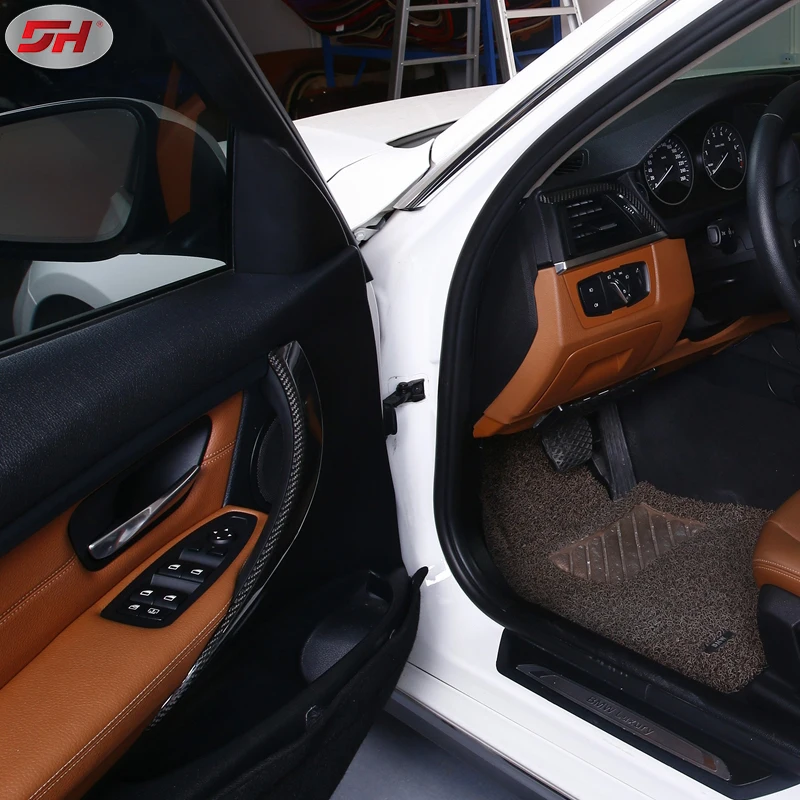 9PCS Dry carbon fiber Auto Accessories Interior Trims Low version style For BMW 3 Series F30/F35Left hand drive2013-2016