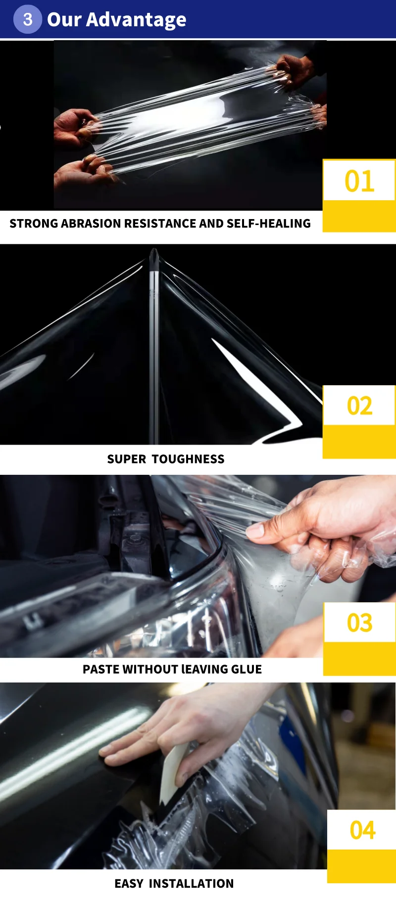 Tph Blue Car Paint Protection Film 5.5mil High Quality Diamond Blue