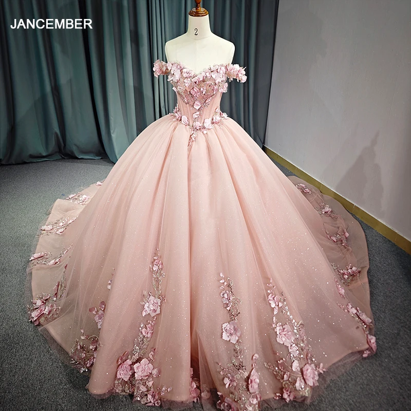chinese dress ladies Sparkly Pink Prom Dresses Luxury Diamond for Black Girls – MyChicDress main image 1