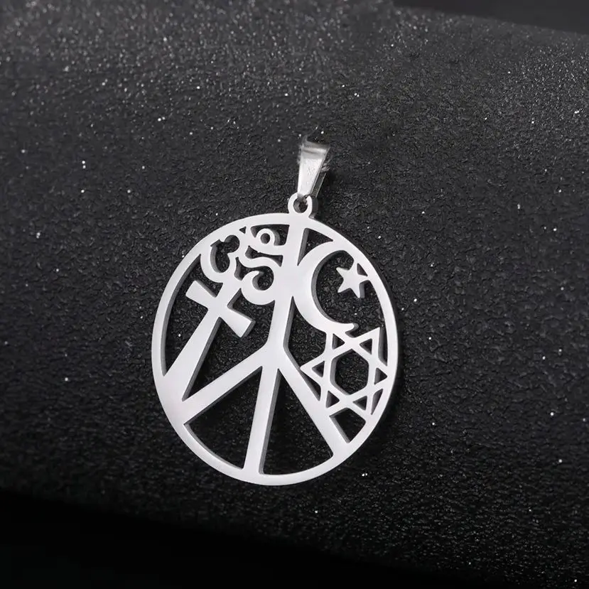 Myshape Peace Sign Symbol Pendant for Necklace Earrings Harmony and Coexistence Religious Amulet Stainless Steel Jewelry