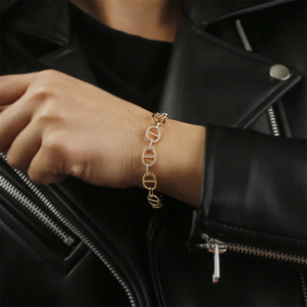 women rose gold plated fashion women charm bracelet chain bracelet charm rose gold bracelets & bangles