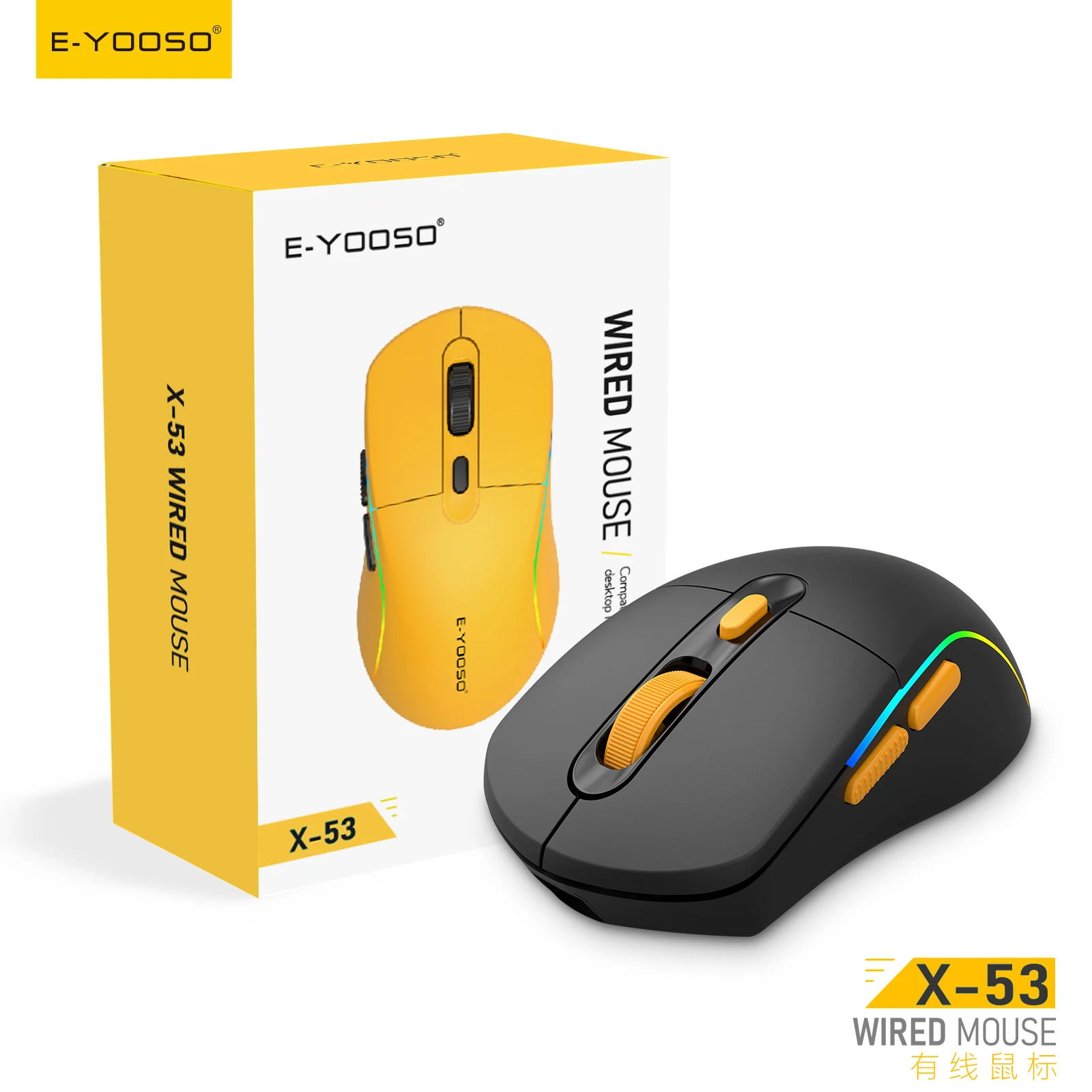 Souris gaming filaire USB-C Plug and Play RGB, 3200 DPI, accélération 30G, capteur SG8925