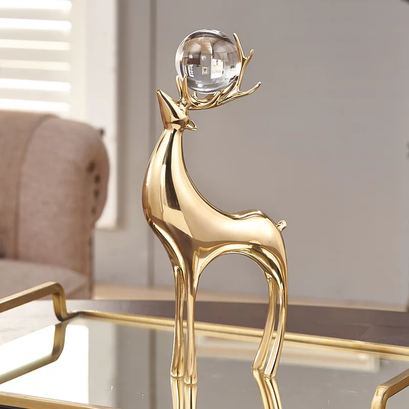 High Quality Solid Brass Deer Ornaments TV Cabinet Wine Cabinet Living Room Home Decorations