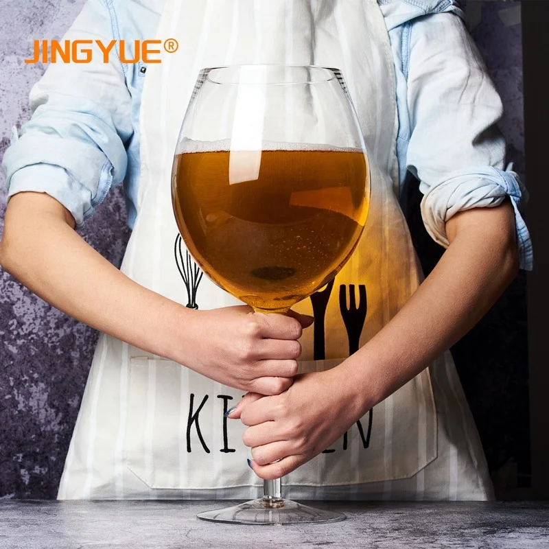 JINGYUE 3200ml Creative Oversized Extra Large Long Stem Glass Cup Clear Goblet Giant Wine Beer Glass for Bar