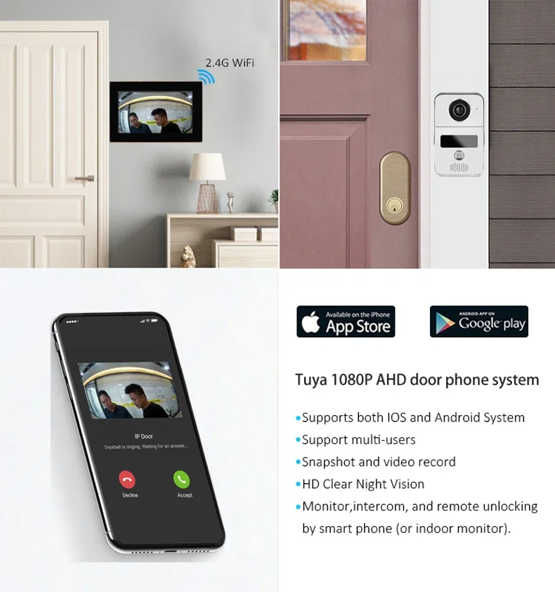 7 Inch Tuya Video Doorbell Wifi Outdoor Door Bell Waterproof Ip65 ...