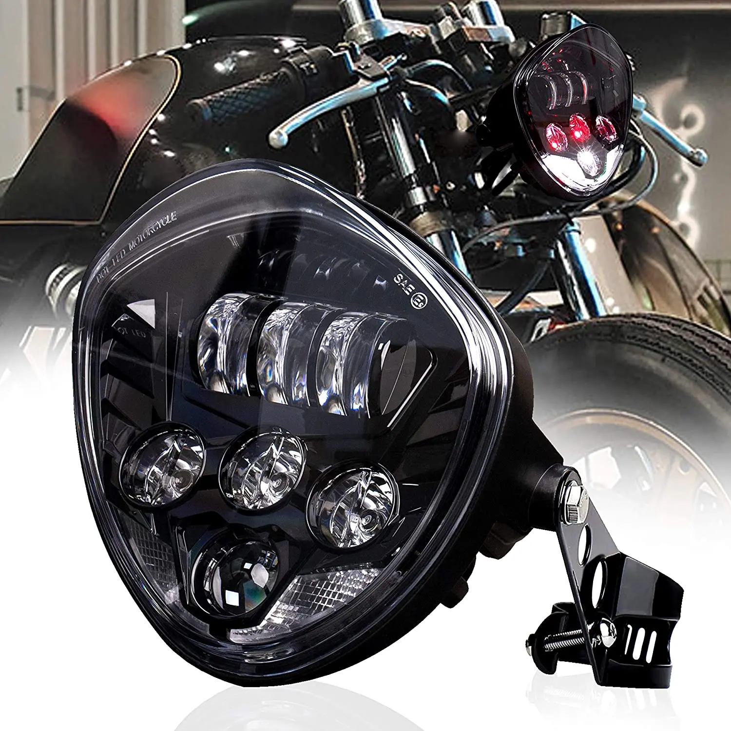 OVOVS 50w Motorcycle Led Headlight with DRL Turn Signal 7 Inch Headlight Assembly for Universal Motorcycles