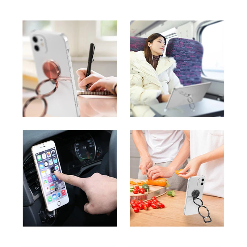 cobee Ringhouder voor mobiele telefoon, metalen ringhouder, 360 graden draaibaar, opvouwbaar, verstelbaar, compatibel met de meeste smartphones, wit marmer
