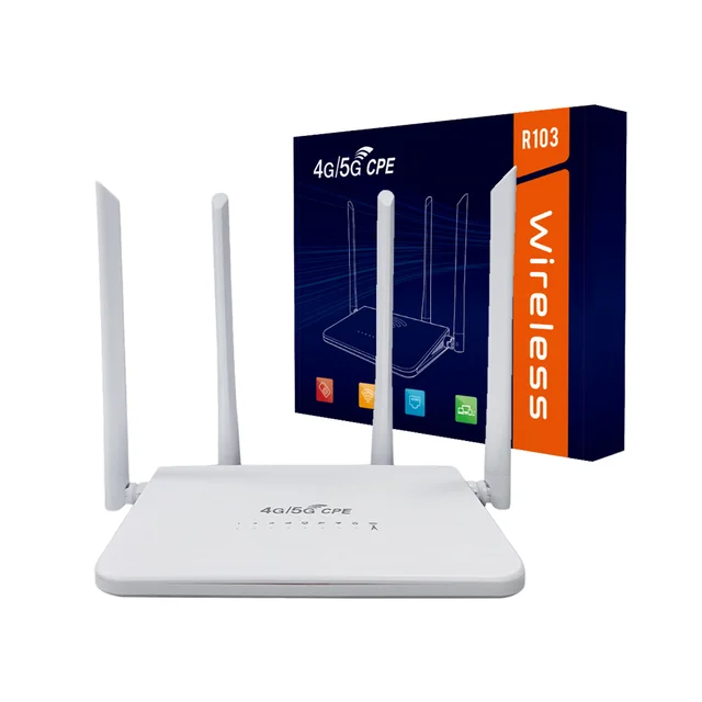 4G CPE R103 LTE Router with SIM Card Slot and 4 Antennas 300mbps Max LAN Data Rate 2.4G Wi-Fi VPN Firewall VoIP Function-New