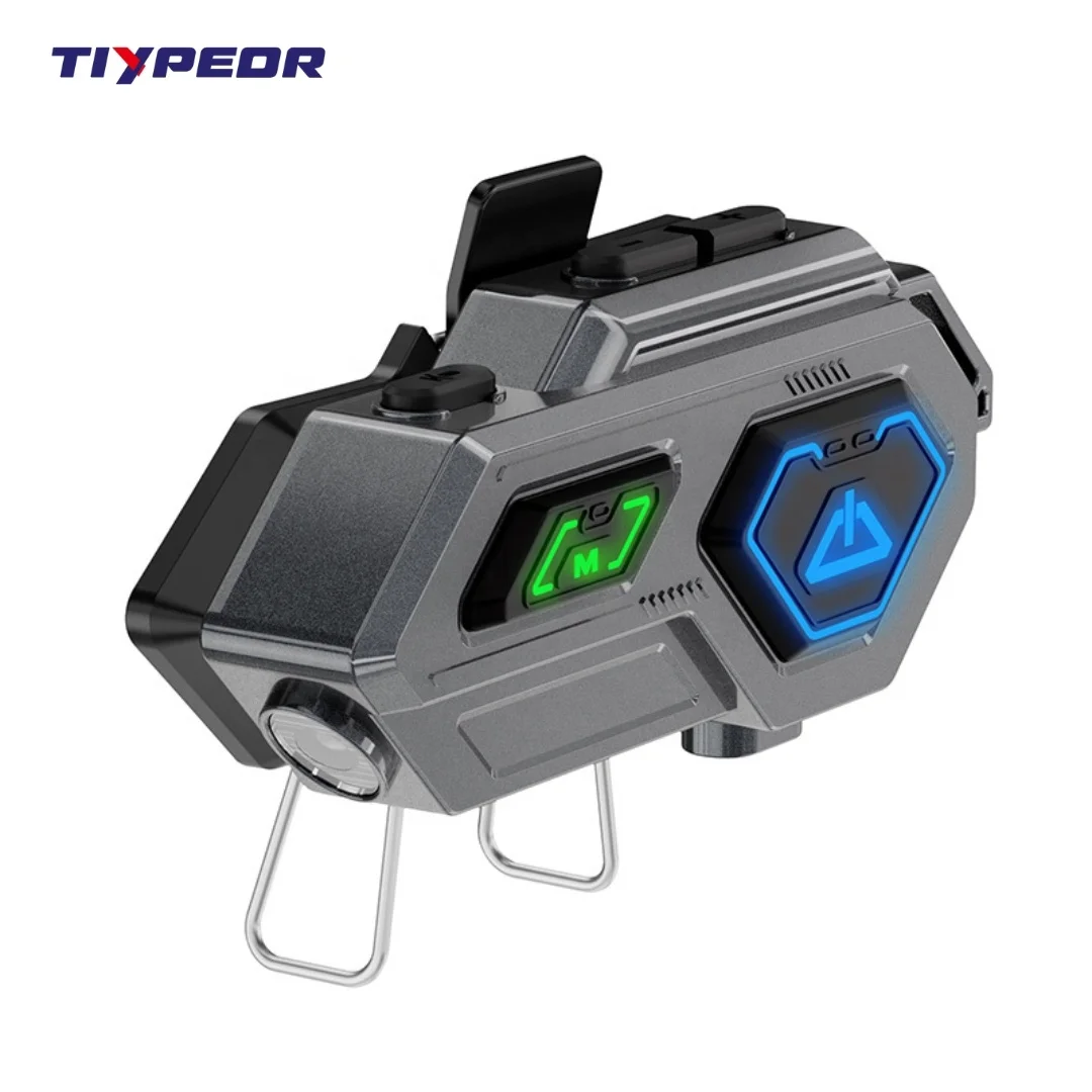 TIYPEOR Wireless Earbuds Waterproof Noise Cancelling Handsfree Rider Motor Headset LED Motorcycle Intercom Helmet Headphone