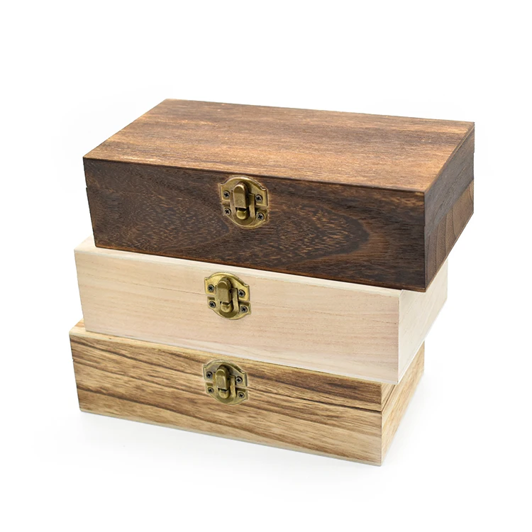 Custom LOGO Decorative Storage Box Wooden Jewelry Box Wooden Box With Hinged Lid