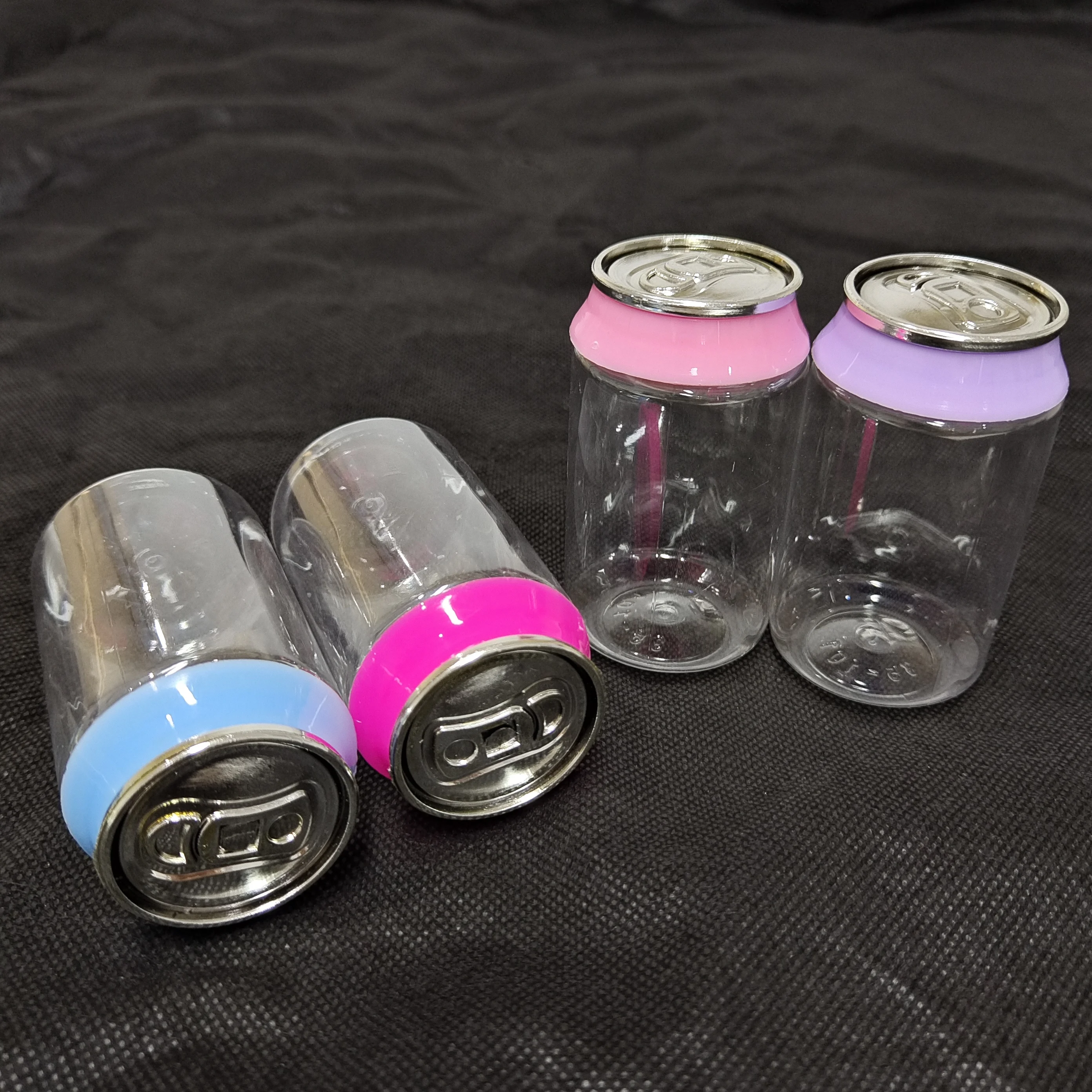 Factory Price Bulk Order 90ml 135ml Soda Can Bottle for Edible Flower Powder PET Candy Gummy Packaging Plastic Jar With Lid