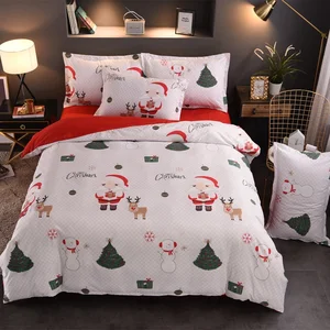 100% Microfiber New Bedding Hot Sale Bed Set Pillowcase Duvet Cover Christmas Set