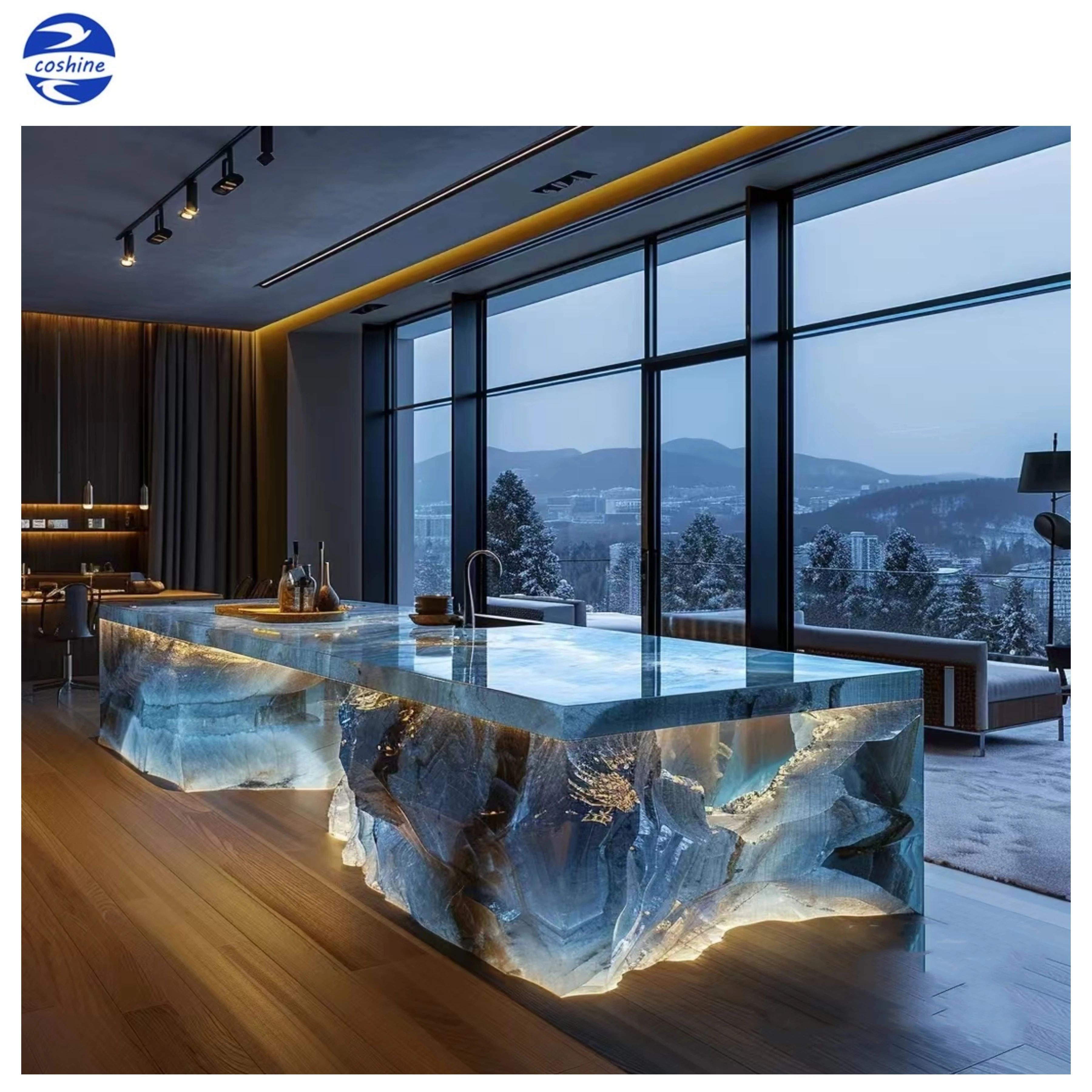 天然大理石のカスタムメイドブルーオニキスキッチンアイランド