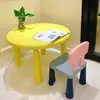 Yellow round table small back gray powder