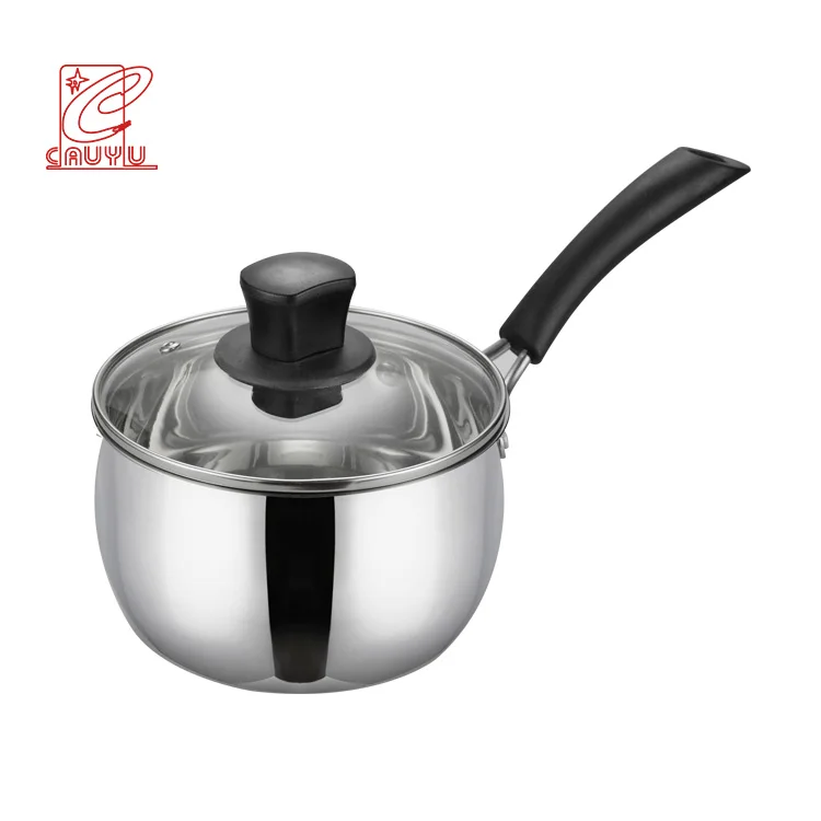 Stainless steel saucepan 2l with glass lid 18cm stock pot soup pot 