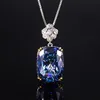Bird's Nest cut white blue plated pendant with chain