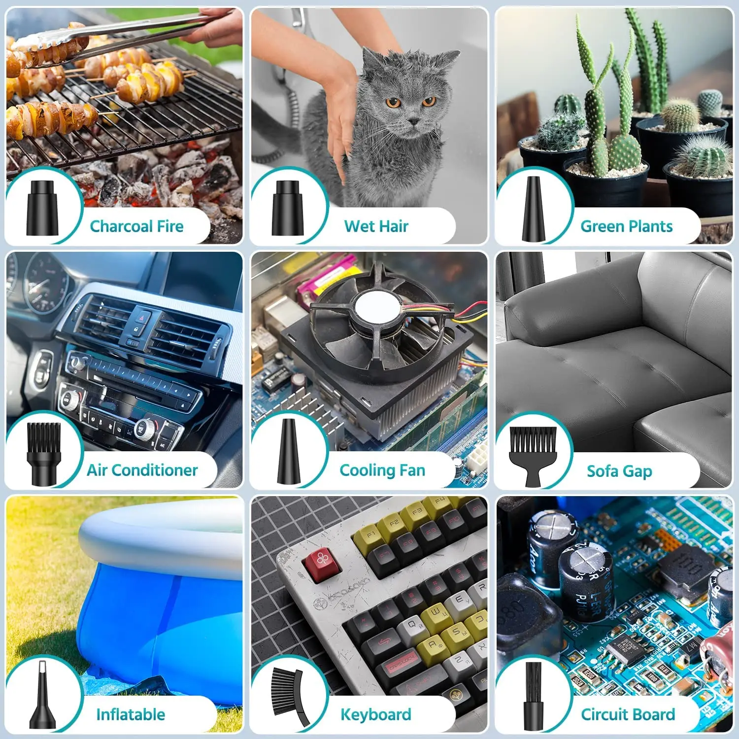 Justincity Cordless Compressed Air Duster With 5 In. Handle 110000 RPM - View #9