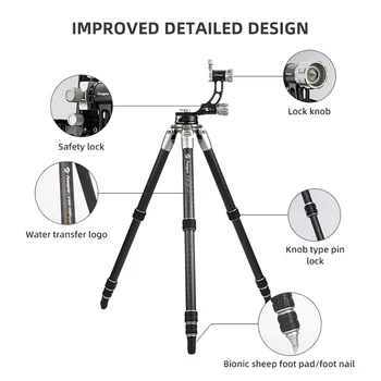 Fotopro Professional Technical Carbon Fiber Portable Lightweight Telescope Digital Dslr Camera Stand Tripod detail image