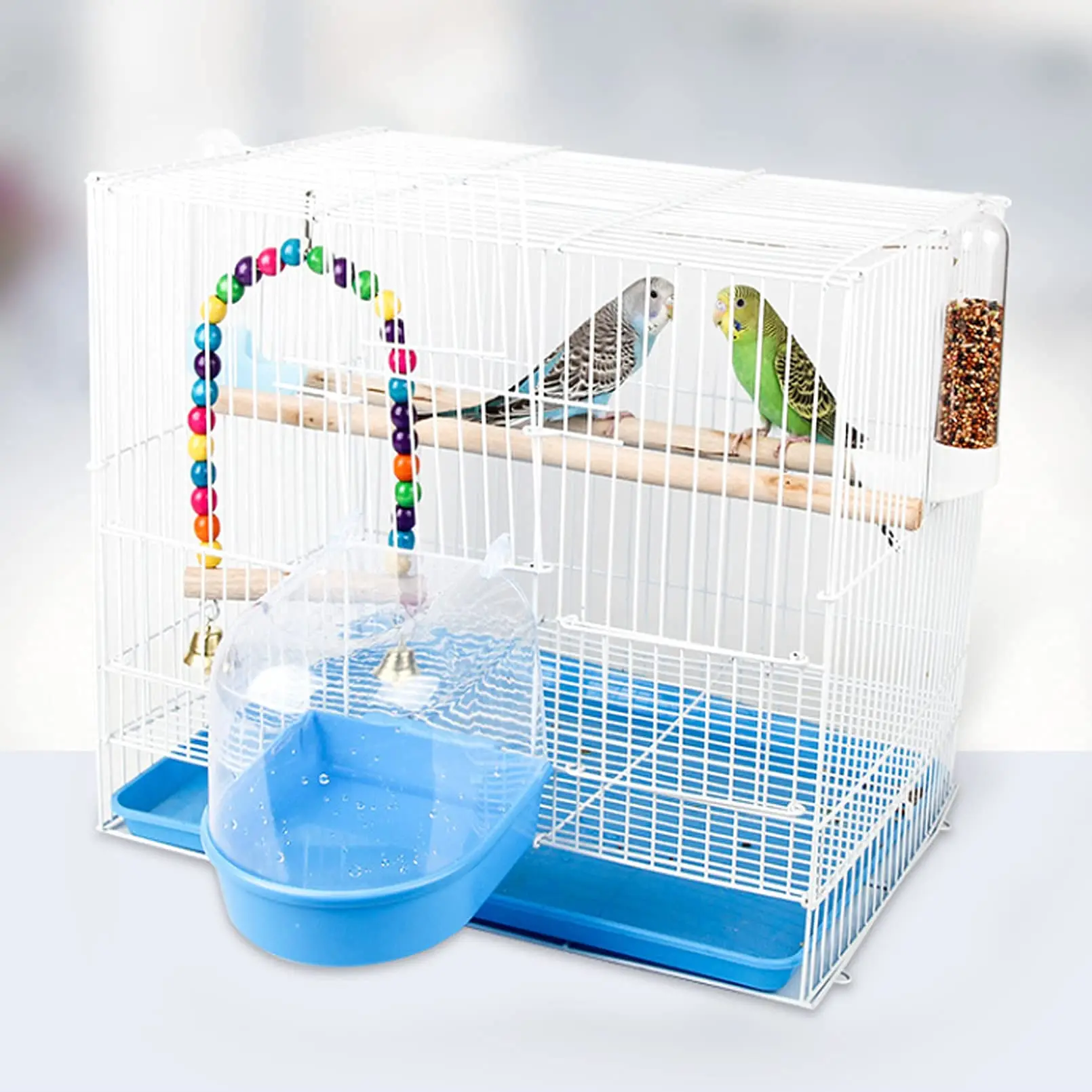 Parrot Bathing Tub Accessory for Pet Brids Finch Canary Parrot Lovebird by Old Tjiko Parakeet Shower Caged Bird Bath Box 