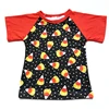 Black Candy Corn Red Raglan Short Sleeve Tee