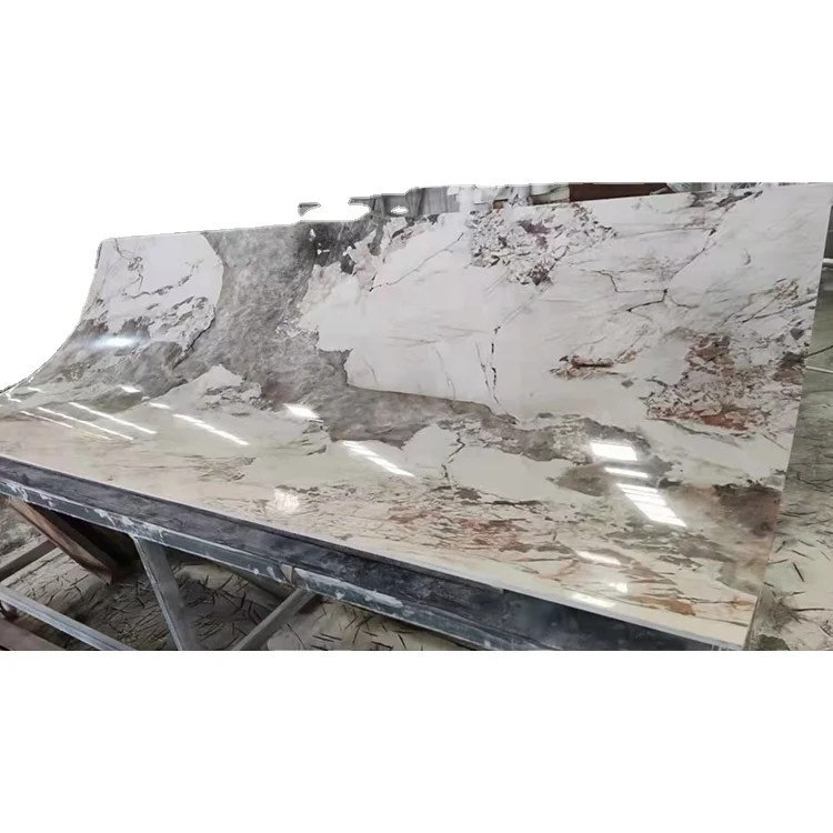 Thin porcelain curved fluted bendable flexible sintered stone marble