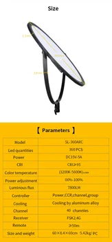 NiceFoto SL-360ARC Rechargeable Photograph Video Photo Bi-color Studio Round LED Slim Flat Panel Light detail image
