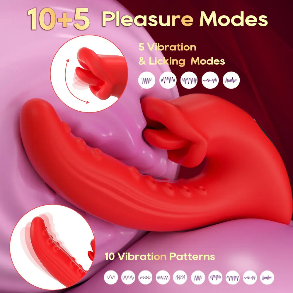 Dual Stimulation Tongue Licking Vibrator With 10 Vibration Modes_voghion.com