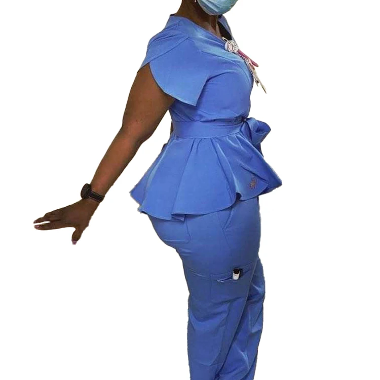 Oem Hospital Uniform Zip Reusable Stretchy Anti-bacterial