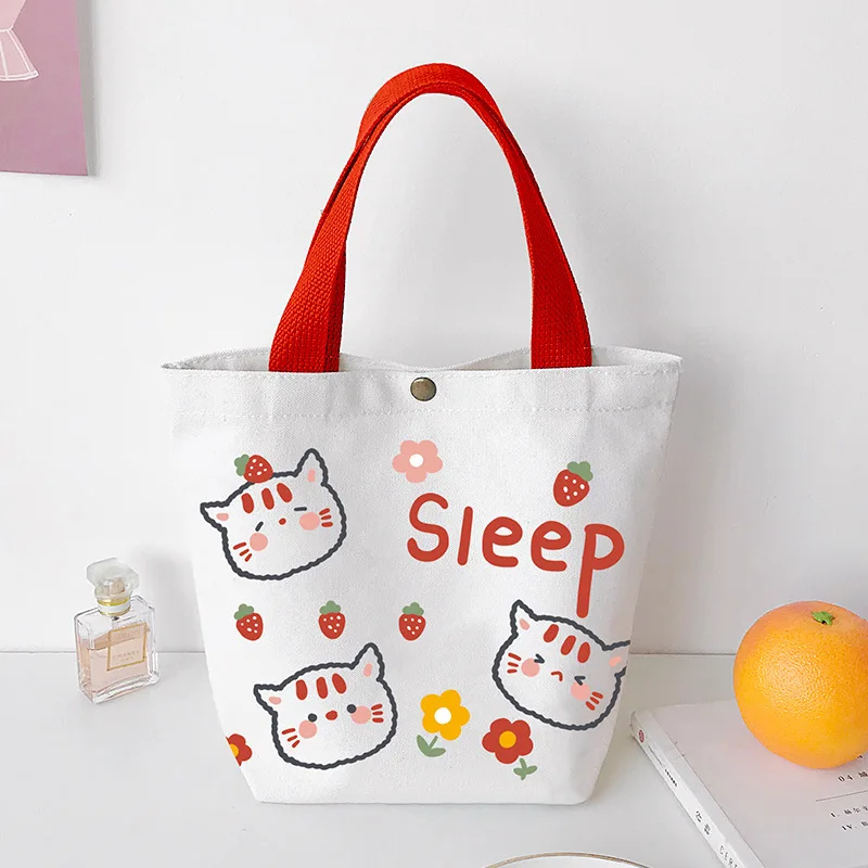 Mini Canvas Tote Bag Custom Printing Pattern Reusable Shopping Bag with Button for Promotional Gift