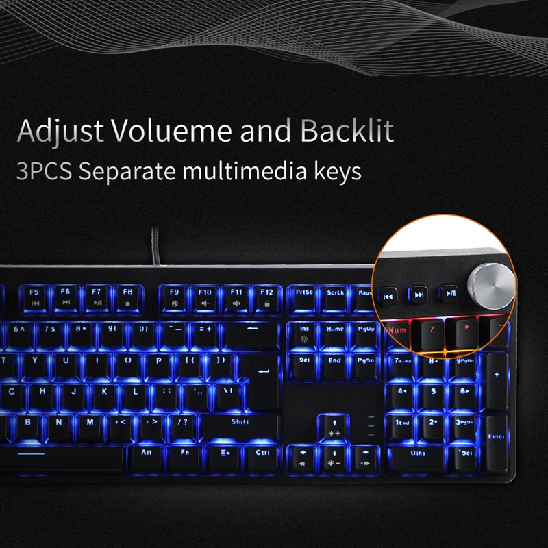 Keyceo Mechanical Keyboard Gaming Separate Rotary Knob Control The