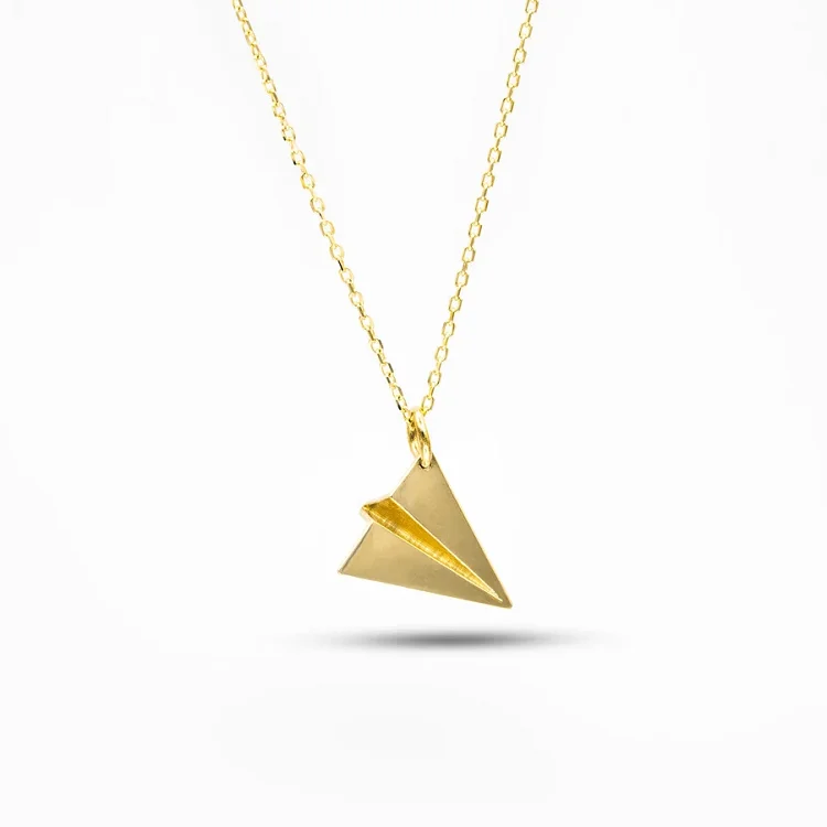 Gold Paper Plane Charm Necklace 1st Anniversary Gift Paper 