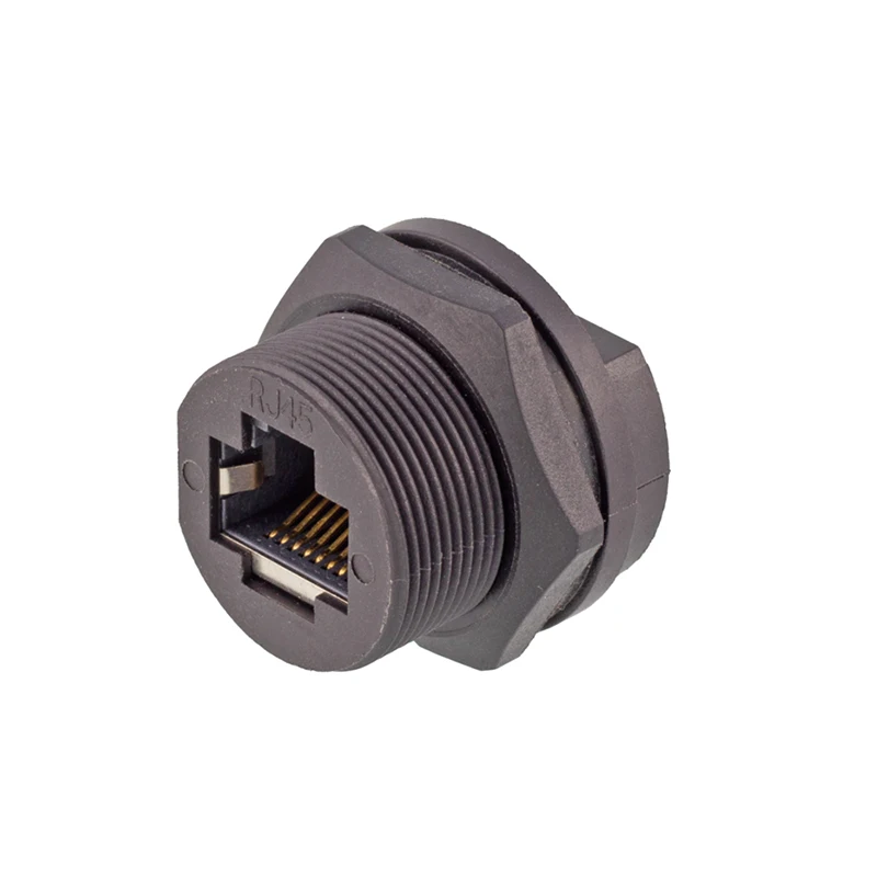 CAZN RJ45 Double Head Female Back Mount PCB Receptacle Waterproof Ethernet Connector